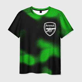 Мужская футболка 3D с принтом Arsenal sport halftone , 100% полиэфир | прямой крой, круглый вырез горловины, длина до линии бедер | 