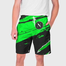 Мужские шорты 3D с принтом Napoli sport green в Тюмени,  полиэстер 100% | прямой крой, два кармана без застежек по бокам. Мягкая трикотажная резинка на поясе, внутри которой широкие завязки. Длина чуть выше колен | Тематика изображения на принте: 