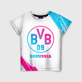 Детская футболка 3D с принтом Borussia neon gradient style в Екатеринбурге, 100% гипоаллергенный полиэфир | прямой крой, круглый вырез горловины, длина до линии бедер, чуть спущенное плечо, ткань немного тянется | Тематика изображения на принте: 
