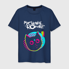 Мужская футболка хлопок с принтом My Chemical Romance rock star cat , 100% хлопок | прямой крой, круглый вырез горловины, длина до линии бедер, слегка спущенное плечо. | 