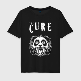 Мужская футболка хлопок Oversize с принтом The Cure rock panda , 100% хлопок | свободный крой, круглый ворот, “спинка” длиннее передней части | 