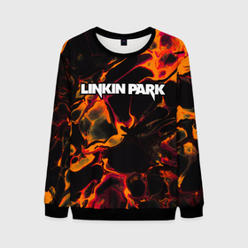 Мужской свитшот 3D с принтом Linkin Park red lava в Санкт-Петербурге, 100% полиэстер с мягким внутренним слоем | круглый вырез горловины, мягкая резинка на манжетах и поясе, свободная посадка по фигуре | Тематика изображения на принте: 