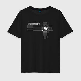 Мужская футболка хлопок Oversize с принтом Микропроцессор на черном   russian hardware в Курске, 100% хлопок | свободный крой, круглый ворот, “спинка” длиннее передней части | 