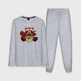 Мужская пижама с лонгсливом хлопок с принтом Голодная панда ,  |  | Тематика изображения на принте: 