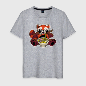 Мужская футболка хлопок с принтом Голодная панда , 100% хлопок | прямой крой, круглый вырез горловины, длина до линии бедер, слегка спущенное плечо. | Тематика изображения на принте: 