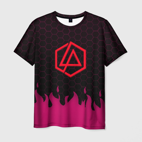 Мужская футболка 3D с принтом Linkin park metal music , 100% полиэфир | прямой крой, круглый вырез горловины, длина до линии бедер | 