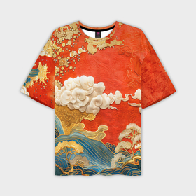 Мужская футболка oversize 3D с принтом Китайский узор облаков в Тюмени,  |  | 