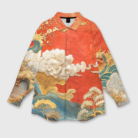 Мужская рубашка oversize 3D с принтом Китайский узор облаков в Тюмени,  |  | 