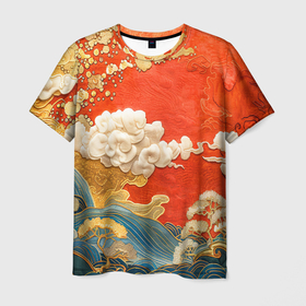 Мужская футболка 3D с принтом Китайский узор облаков в Тюмени, 100% полиэфир | прямой крой, круглый вырез горловины, длина до линии бедер | 