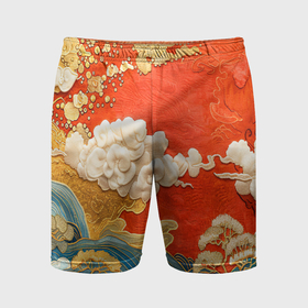 Мужские шорты спортивные с принтом Китайский узор облаков в Курске,  |  | 