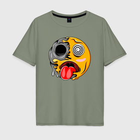 Мужская футболка хлопок Oversize с принтом Гипносмайл emoji в Кировске, 100% хлопок | свободный крой, круглый ворот, “спинка” длиннее передней части | 