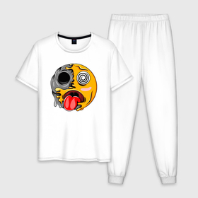 Мужская пижама хлопок с принтом Гипносмайл emoji , 100% хлопок | брюки и футболка прямого кроя, без карманов, на брюках мягкая резинка на поясе и по низу штанин
 | 