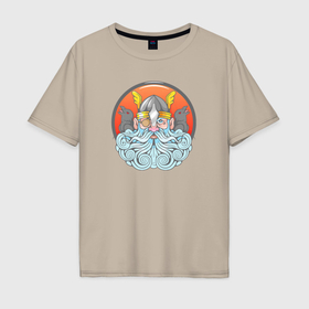 Мужская футболка хлопок Oversize с принтом Античный бог Один в Новосибирске, 100% хлопок | свободный крой, круглый ворот, “спинка” длиннее передней части | Тематика изображения на принте: 