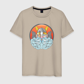 Мужская футболка хлопок с принтом Античный бог Один в Новосибирске, 100% хлопок | прямой крой, круглый вырез горловины, длина до линии бедер, слегка спущенное плечо. | Тематика изображения на принте: 