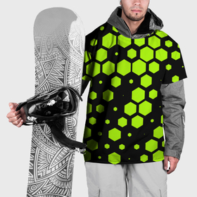 Накидка на куртку 3D с принтом Зеленые соты киберпанк , 100% полиэстер |  | Тематика изображения на принте: 