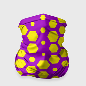 Бандана-труба 3D с принтом Желтые соты на фиолетовом фоне в Курске, 100% полиэстер, ткань с особыми свойствами — Activecool | плотность 150‒180 г/м2; хорошо тянется, но сохраняет форму | 