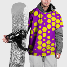 Накидка на куртку 3D с принтом Желтые соты на фиолетовом фоне в Курске, 100% полиэстер |  | 