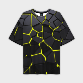 Мужская футболка oversize 3D с принтом Желтые плиты киберпанк в Курске,  |  | 