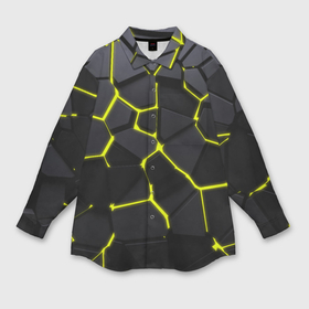 Мужская рубашка oversize 3D с принтом Желтые плиты киберпанк в Тюмени,  |  | Тематика изображения на принте: 