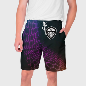 Мужские шорты 3D с принтом Leeds United футбольная сетка в Санкт-Петербурге,  полиэстер 100% | прямой крой, два кармана без застежек по бокам. Мягкая трикотажная резинка на поясе, внутри которой широкие завязки. Длина чуть выше колен | 