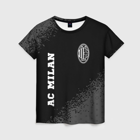 Женская футболка 3D с принтом AC Milan sport на темном фоне вертикально в Белгороде, 100% полиэфир ( синтетическое хлопкоподобное полотно) | прямой крой, круглый вырез горловины, длина до линии бедер | 