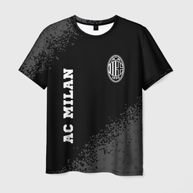 Мужская футболка 3D с принтом AC Milan sport на темном фоне вертикально , 100% полиэфир | прямой крой, круглый вырез горловины, длина до линии бедер | 