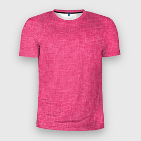Мужская футболка 3D Slim с принтом Текстура однотонный розовый Барби в Екатеринбурге, 100% полиэстер с улучшенными характеристиками | приталенный силуэт, круглая горловина, широкие плечи, сужается к линии бедра | 