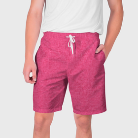 Мужские шорты 3D с принтом Текстура однотонный розовый Барби в Тюмени,  полиэстер 100% | прямой крой, два кармана без застежек по бокам. Мягкая трикотажная резинка на поясе, внутри которой широкие завязки. Длина чуть выше колен | Тематика изображения на принте: 