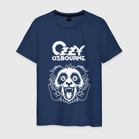Мужская футболка хлопок с принтом Ozzy Osbourne rock panda в Кировске, 100% хлопок | прямой крой, круглый вырез горловины, длина до линии бедер, слегка спущенное плечо. | 