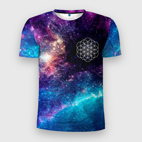 Мужская футболка 3D Slim с принтом Coldplay space rock в Кировске, 100% полиэстер с улучшенными характеристиками | приталенный силуэт, круглая горловина, широкие плечи, сужается к линии бедра | 
