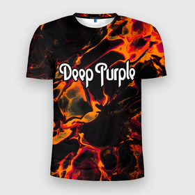Мужская футболка 3D Slim с принтом Deep Purple red lava в Белгороде, 100% полиэстер с улучшенными характеристиками | приталенный силуэт, круглая горловина, широкие плечи, сужается к линии бедра | 
