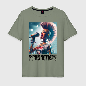 Мужская футболка хлопок Oversize с принтом Punks not dead   Barbie в Петрозаводске, 100% хлопок | свободный крой, круглый ворот, “спинка” длиннее передней части | 