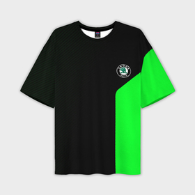 Мужская футболка oversize 3D с принтом Skoda pattern sport green ,  |  | 