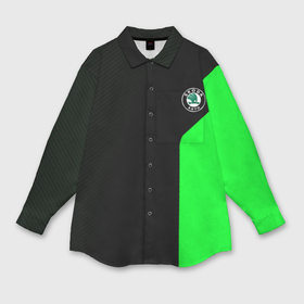 Мужская рубашка oversize 3D с принтом Skoda pattern sport green ,  |  | 