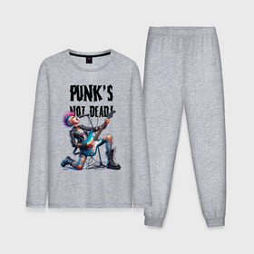 Мужская пижама с лонгсливом хлопок с принтом Punks not dead   slogan ai art ,  |  | 