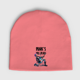 Мужская шапка демисезонная с принтом Punks not dead   slogan ai art ,  |  | Тематика изображения на принте: 