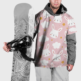 Накидка на куртку 3D с принтом Узор с милыми кроликами в Екатеринбурге, 100% полиэстер |  | 