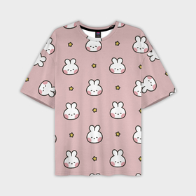 Мужская футболка oversize 3D с принтом Узор с малышами кроликами ,  |  | 