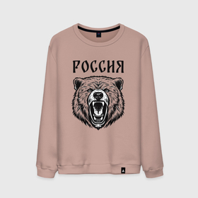 Мужской свитшот хлопок с принтом Медведь Россия , 100% хлопок |  | 