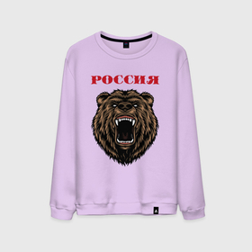Мужской свитшот хлопок с принтом Рык медведя Россия , 100% хлопок |  | 