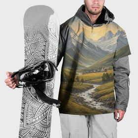 Накидка на куртку 3D с принтом Прекрасная горная долина в Тюмени, 100% полиэстер |  | Тематика изображения на принте: 