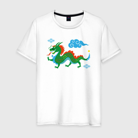 Мужская футболка хлопок с принтом Walking dragon в Новосибирске, 100% хлопок | прямой крой, круглый вырез горловины, длина до линии бедер, слегка спущенное плечо. | 