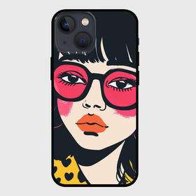 Чехол для iPhone 13 mini с принтом Девушка в розовых очках в Кировске,  |  | 