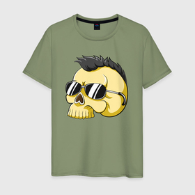 Мужская футболка хлопок с принтом Черепушка в очках , 100% хлопок | прямой крой, круглый вырез горловины, длина до линии бедер, слегка спущенное плечо. | 