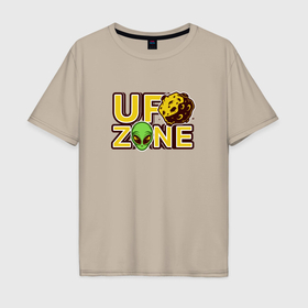Мужская футболка хлопок Oversize с принтом Ufo zone в Тюмени, 100% хлопок | свободный крой, круглый ворот, “спинка” длиннее передней части | 