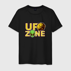 Мужская футболка хлопок с принтом Ufo zone в Тюмени, 100% хлопок | прямой крой, круглый вырез горловины, длина до линии бедер, слегка спущенное плечо. | 