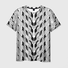 Мужская футболка 3D с принтом Белая техно броня в Кировске, 100% полиэфир | прямой крой, круглый вырез горловины, длина до линии бедер | 