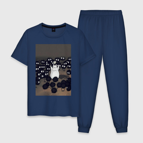 Мужская пижама хлопок с принтом Хомяк Бо , 100% хлопок | брюки и футболка прямого кроя, без карманов, на брюках мягкая резинка на поясе и по низу штанин
 | 