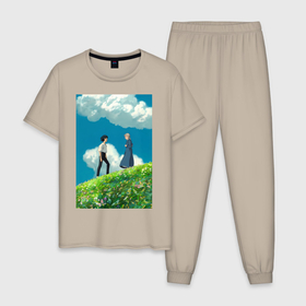 Мужская пижама хлопок с принтом Хаул Софи Хаттер в Тюмени, 100% хлопок | брюки и футболка прямого кроя, без карманов, на брюках мягкая резинка на поясе и по низу штанин
 | Тематика изображения на принте: 