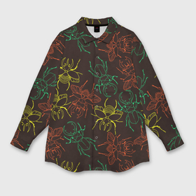 Мужская рубашка oversize 3D с принтом Разноцветные жуки носороги в Курске,  |  | Тематика изображения на принте: 